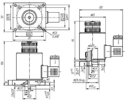 Рис.1. Габаритный чертеж привода электромагнитного МЭГ 10-1(2)В05С-УХЛ4