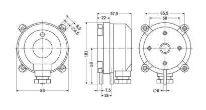 Схема габаритных размеров реле SR-300, S6021-С