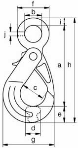 Рис.1. Чертеж крюка самозакрывающегося XLO (с проушиной)
