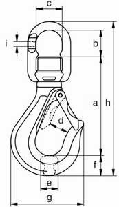 Рис.1. Чертеж крюка самозакрывающегося вертлюжного GKE с проушиной