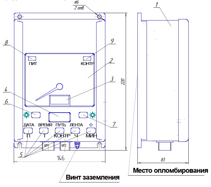 Схема габаритных размеров и конструкции блока БИ-4ПА