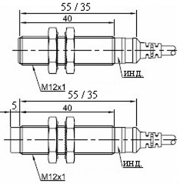 Рис.1. Чертеж датчика ВКИ.М12.55К.4.НО-НЗ.Р
